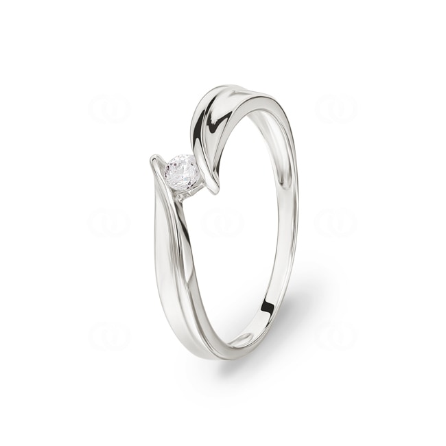 Bague Solitaires Argent 925 rhodié avec zircone ronde Ø 2.75mm - 337093.1