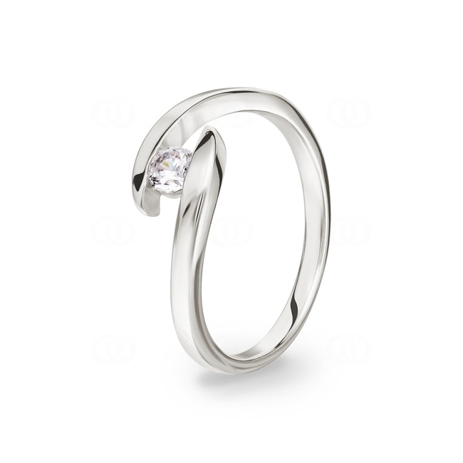 Bague Solitaires Argent 925 rhodié avec zircone ronde Ø 3.5mm - 307692.1