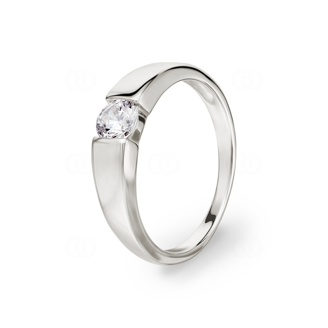 Solitärring 925 Silber rhodiniert mit Zirkonia rund Ø 4.75mm - 337449.1