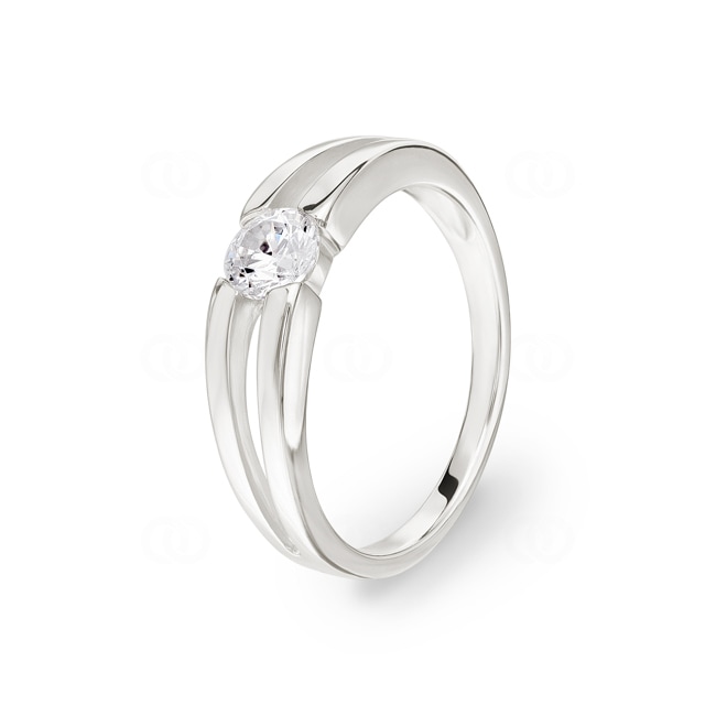 Bague Solitaires Argent 925 rhodié avec zircone ronde Ø 4.75mm - 337450.1