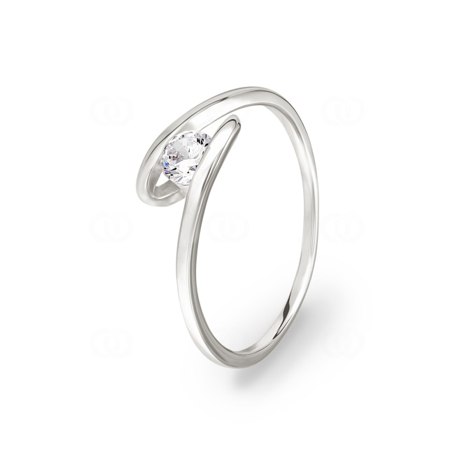 Solitärring 925 Silber rhodiniert mit Zirkonia rund Ø 4mm - 307598.1