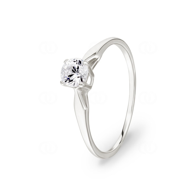 Bague Solitaires Argent 925 rhodié avec zircone ronde Ø 4mm - 337089.1