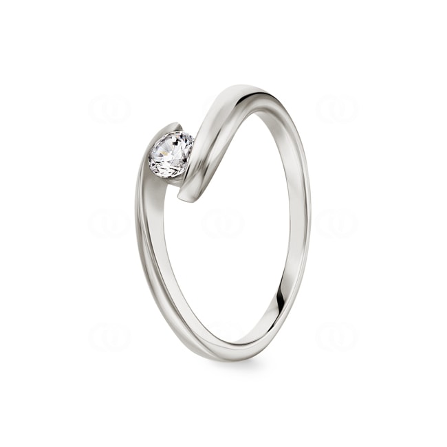 Bague Solitaires Argent 925 rhodié avec zircone ronde Ø 4mm - ASRR36Z
