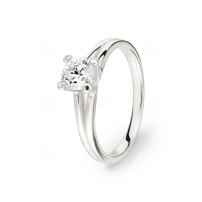 Solitaire Ring 925 Silver rhodium-plated with round Cubic Zirconia Ø 5.5mm - ASRH20Z