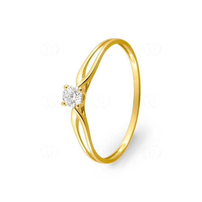 Bague solitaire fantaisie or jaune 375/9 ct avec zircone - 09SA183JZ