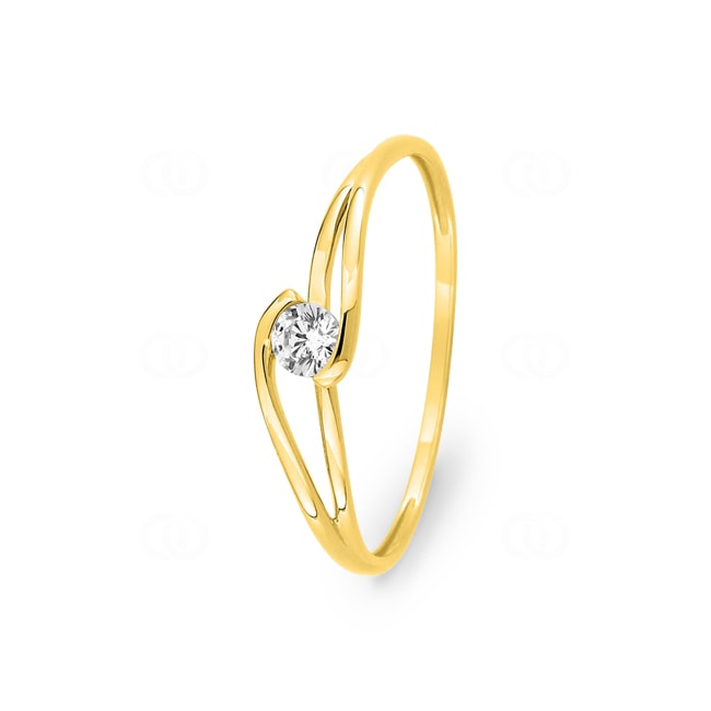Solitärring Fantasie 375/9 K Gelbgold mit Zirkonia - 09SB33JZ