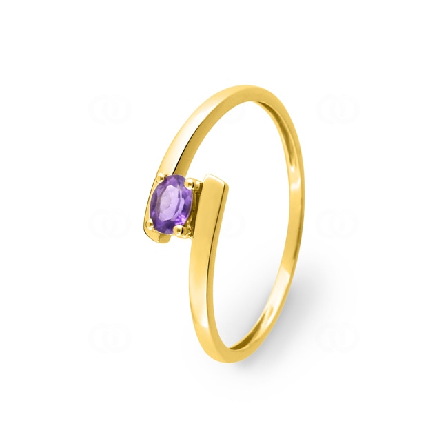 Spannring 375/9 K Gelbgold mit Amethyst oval - 197304.A0