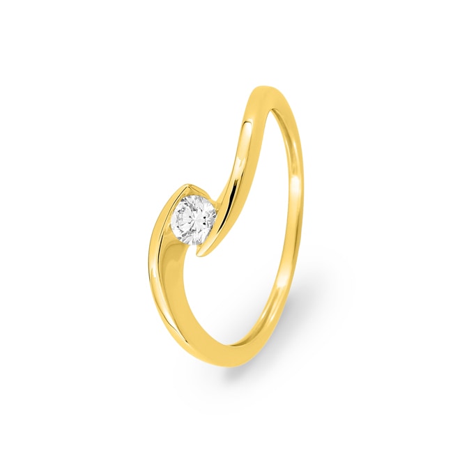 Spannring 375/9 K Gelbgold mit Lab Grown Diamant 0.15 ct - 9KLGD068Y