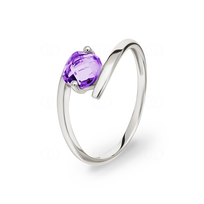 Spannring 375/9 K Weissgold mit Amethyst Kissen - 09FA016GA