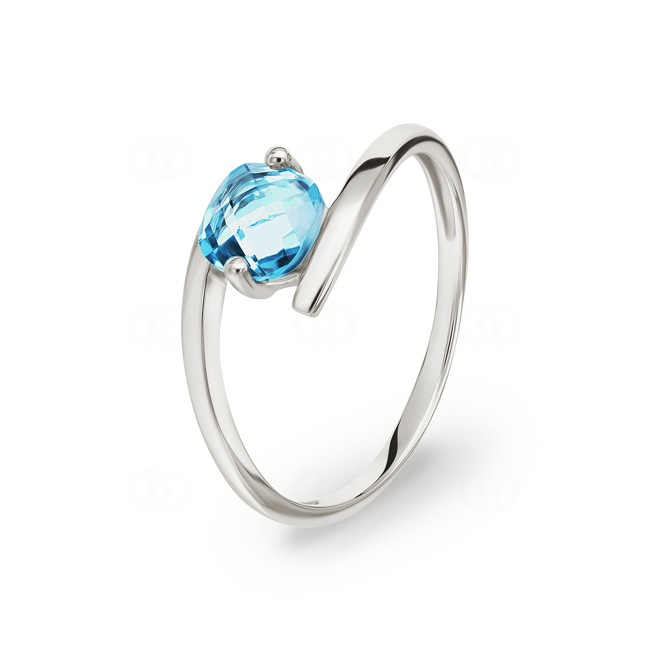 Spannring 375/9 K Weissgold mit Blautopas Kissen - 09FA016GT