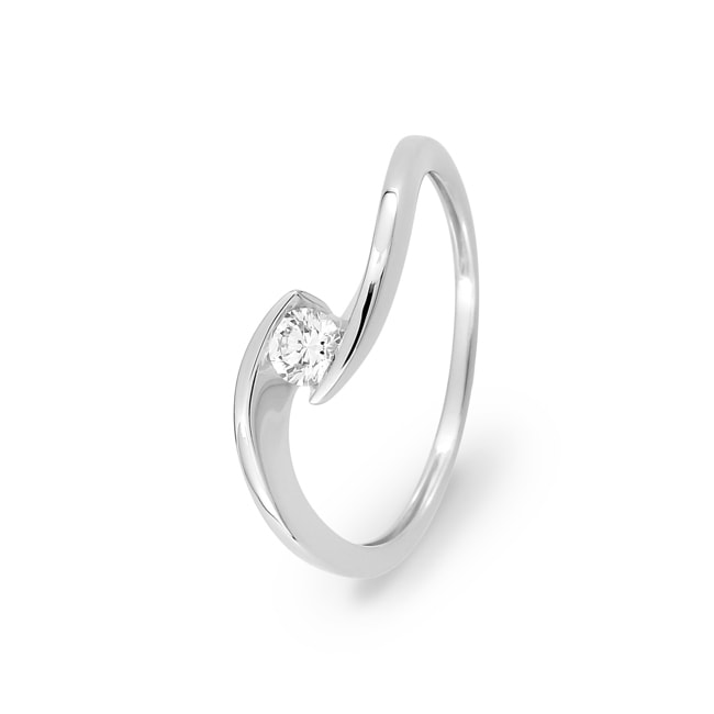 Spannring 375/9 K Weissgold mit Lab Grown Diamant 0.15 ct - 9KLGD068W