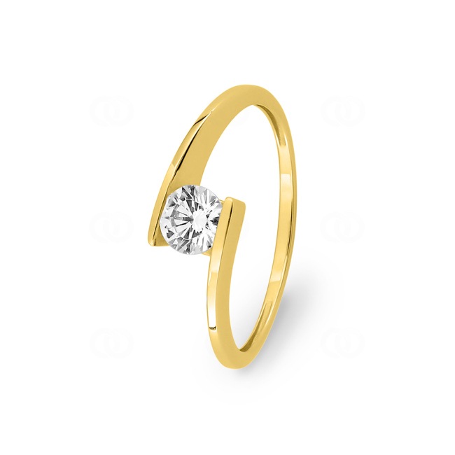 Bague tension or jaune 750/18 ct avec zircone - 1.045.Z0
