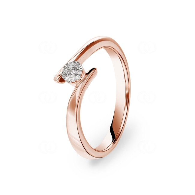 Bague tension or rosé 750/18 ct avec diamants 0.06 ct H/si - RI-53221-RG