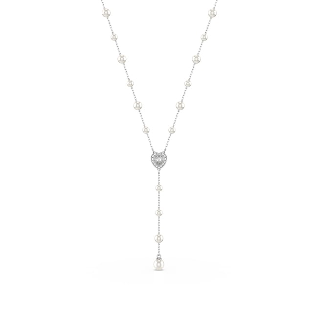 Swarovski Angelic Y-Collier Herz Kristallperlen Weiss rhodiniert - 5720855
