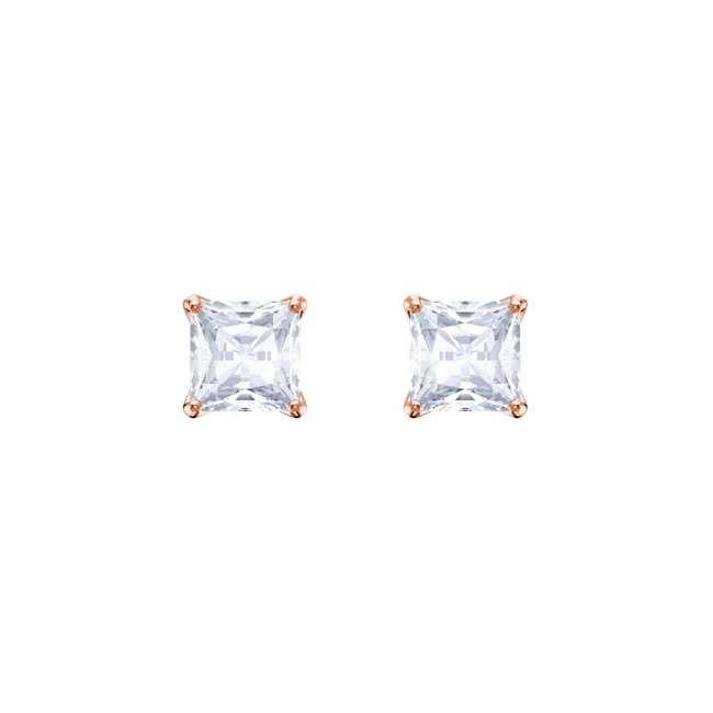 Swarovski Attract Square earring, white, pink gold plated - 5431895