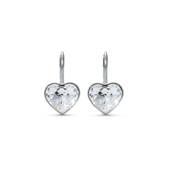 Swarovski Bella Heart earrings, white, rhodium plated - 5515191