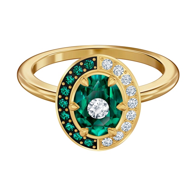 Swarovski Bague Black Baroque, vert, métal doré - M5511386