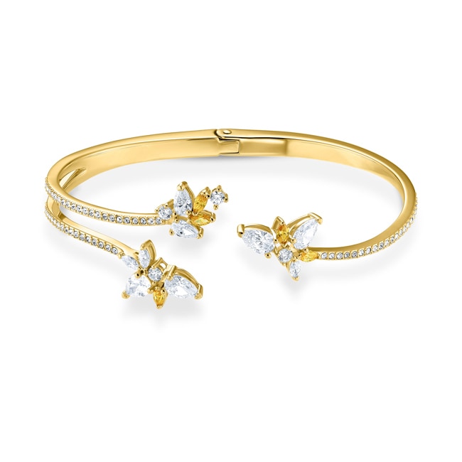 Swarovski Botanical Bangle, white, gold plated - 5535782