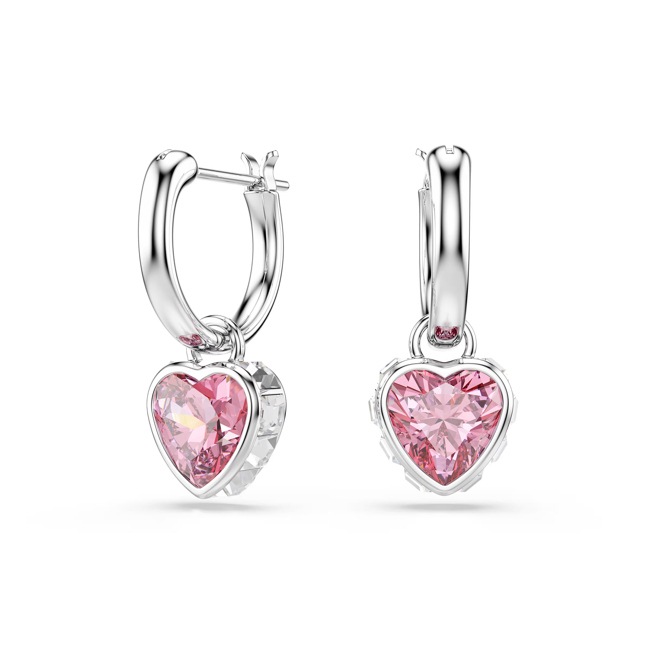 Swarovski Chroma Drop Earrings Heart Pink Rhodium plated - 5757814