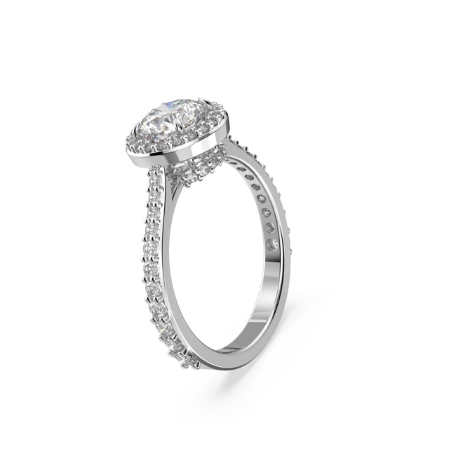 Swarovski Constella Cocktailring Rundschliff, Pavé, Weiss, Rhodiniert - M5642624