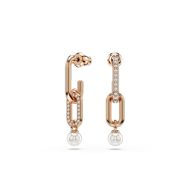 Swarovski Constella Drop-Ohrhänger Kristallperle Weiss rosé vergoldet - 5728585
