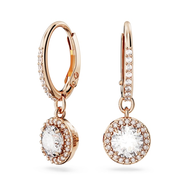 Swarovski Pendants d'oreilles Constella Coupe ronde, Pavé, Blanches, Placage de ton or rosé - 5638769
