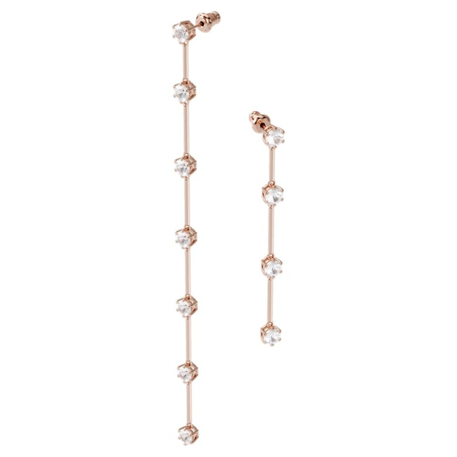 Swarovski Constella earrings, white, pink gold plated - 5609707