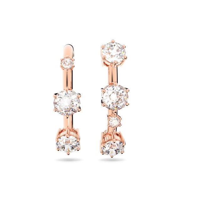 Swarovski Constella earring, asymmetrisch, set, white, pink gold plated - 5620130