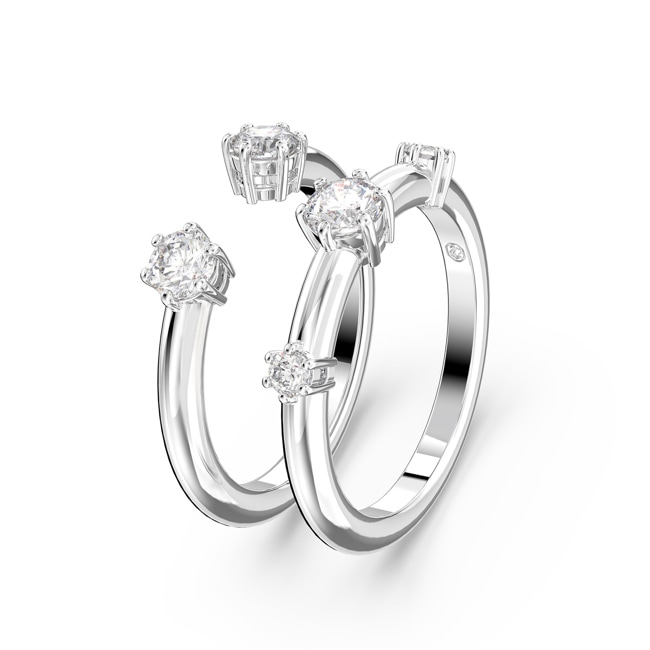 Swarovski Constella Ring Set (2), Rundschliff, Weiss, Rhodiniert - M5640959 