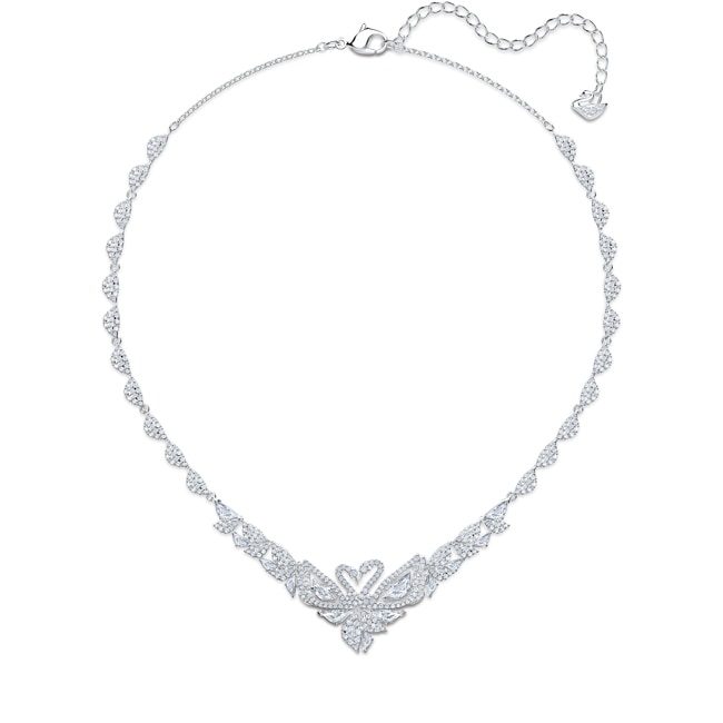 Swarovski Dancing Swan necklace, white, rhodium plated - 5536766