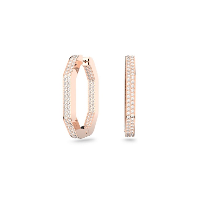  Swarovski Dextera Kreolen, oktagonal, weiss, rosé vergoldet - 5634992