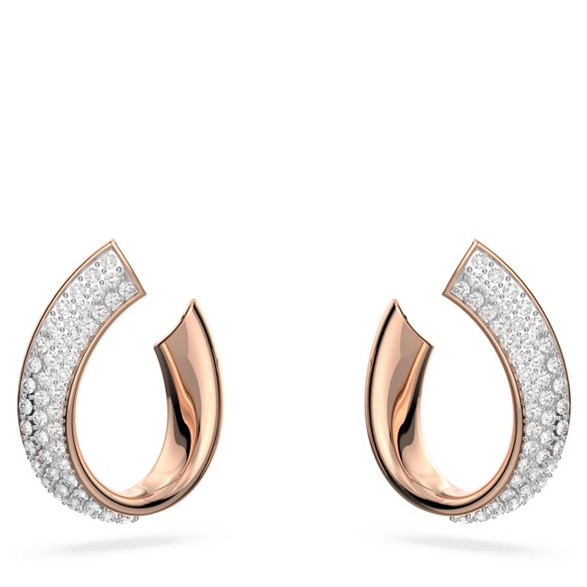 Swarovski Anneaux d'oreilles Exist Petites, Blanches, Placage de ton or rosé - 5636448 