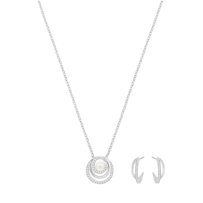 Swarovski Free Pearl Set | Halskette mit Kreolen - 5528946