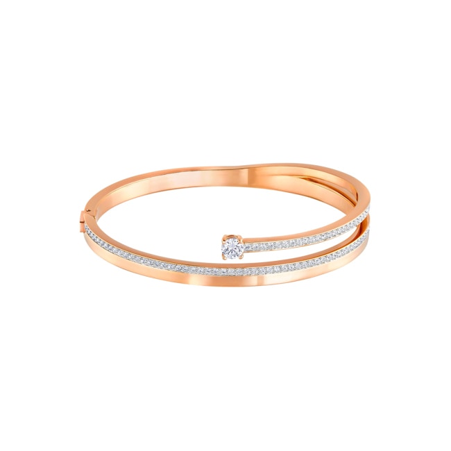 Swarovski Fresh Bangle, white, pink gold plated - M5257565