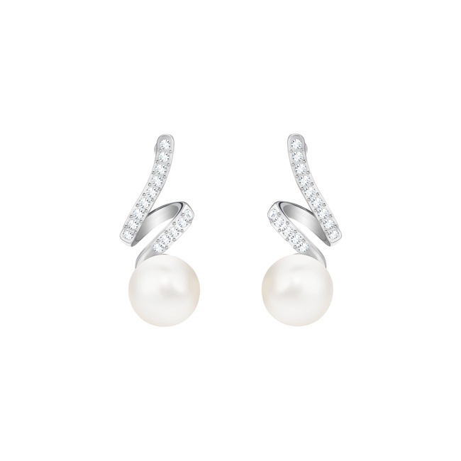Swarovski Gabriella Pearl earrings, white, rhodium plated - 5528447