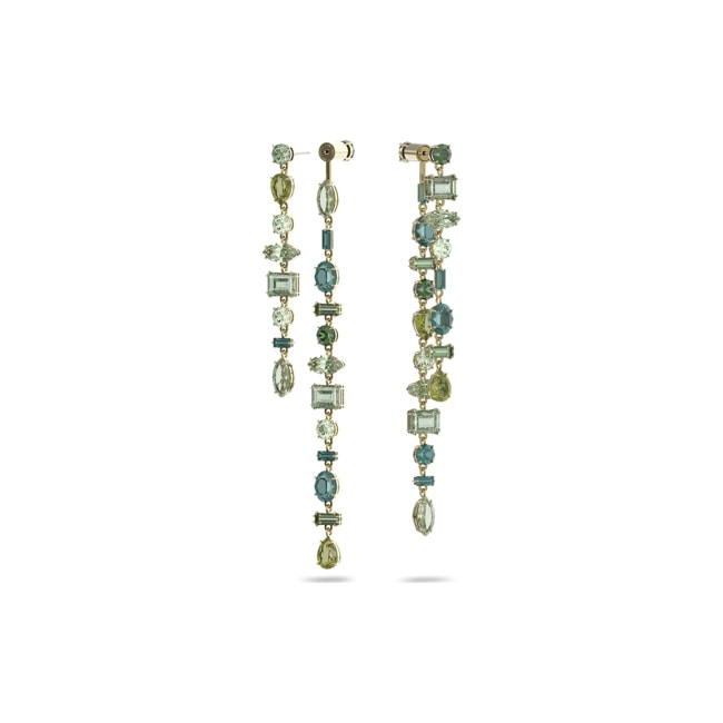 Swarovski Gema earrings, Long, green, gold plated - 5613734