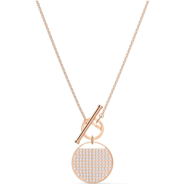 Swarovski Ginger T Bar Halskette, weiss, rosé vergoldet - 5567529