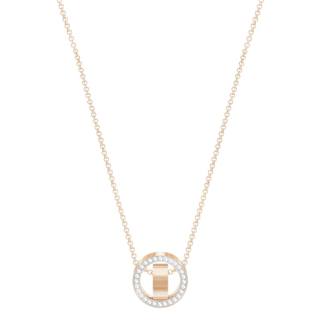 Swarovski Hollow necklace, white, pink gold plated - 5289495