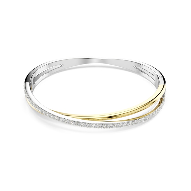 Swarovski Hyperbola Bangle, Round cut, White, Mixed metal finish - M5689720