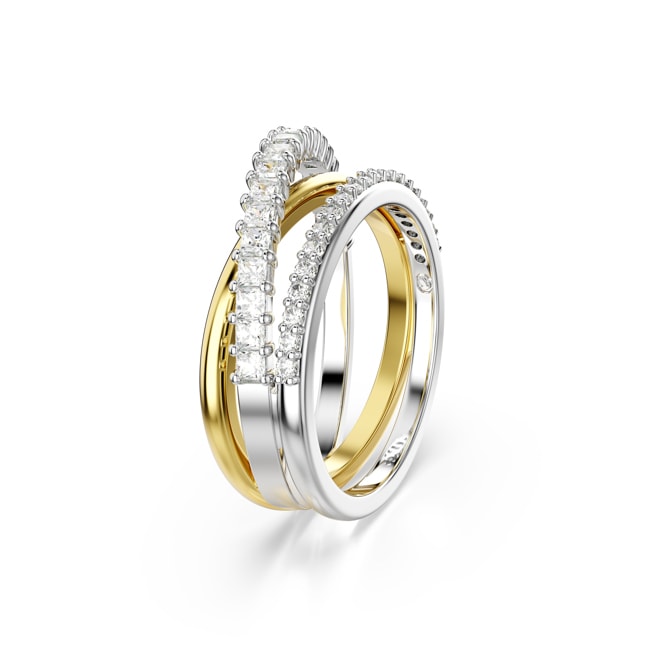 Swarovski Hyperbola Ring, Mixed cuts, White, Mixed metal finish - M5689731