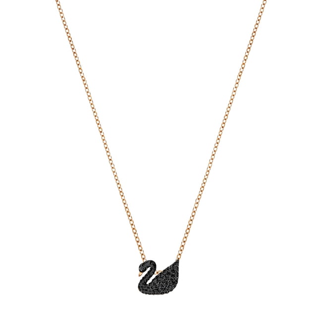 Swarovski Collier Iconic Swan, noir, métal doré rose - 5204133