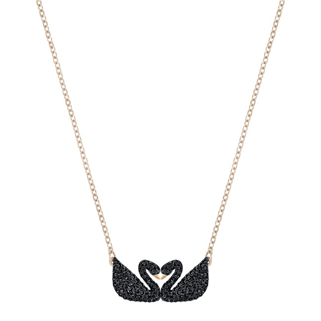 Swarovski Collier Iconic Swan, noir, métal doré rose - 5296468
