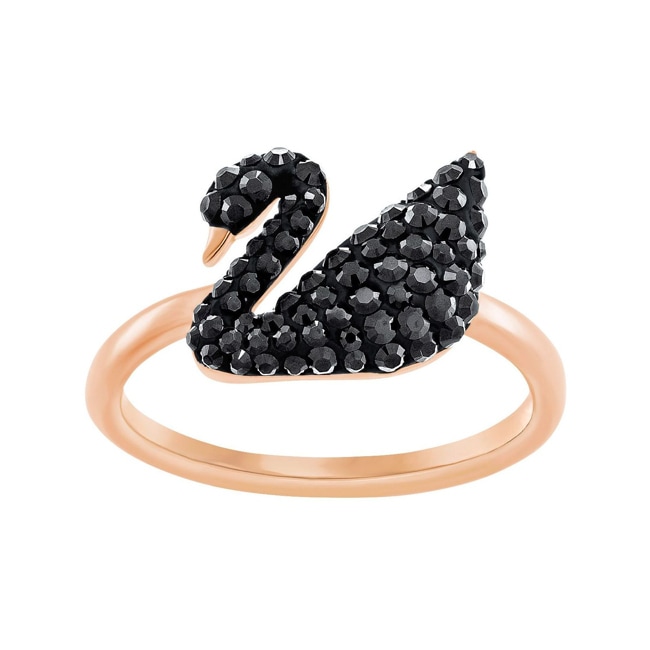 Swarovski Iconic Swan Ring, schwarz, rosé vergoldet Swarovski Iconic Swan Ring, schwarz, rosé vergoldet - M5366574