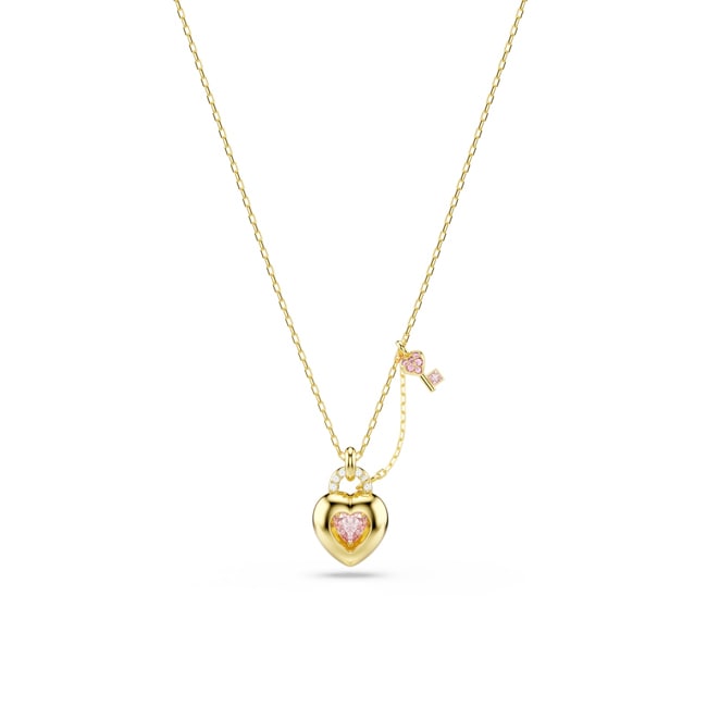 Swarovski Collier Idyllia Rose Cœur Clé Plaqué or - 5737288