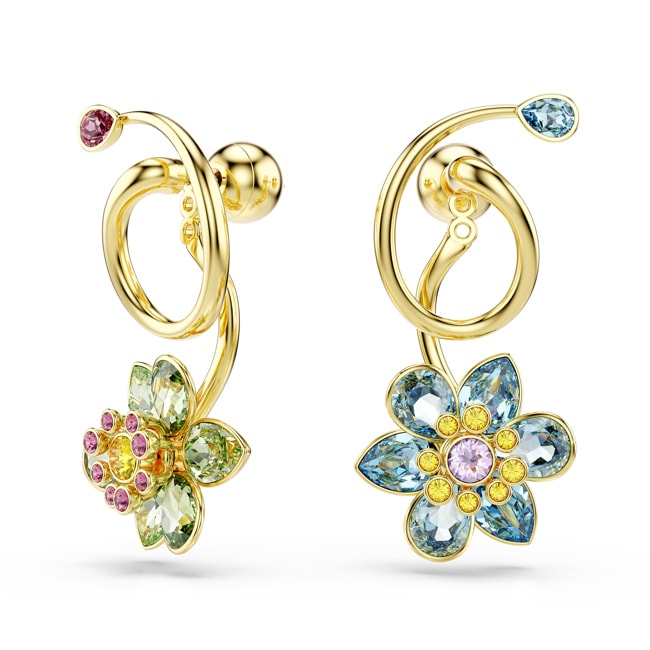 Swarovski Pendants d'oreilles Idyllia Fleur Multicolores Plaqué or - 5709025