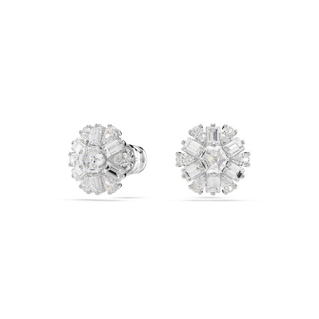 Swarovski Clous d'oreilles Idyllia, Tailles variées, Flocon de neige, Blanches, Métal rhodié - 5691483