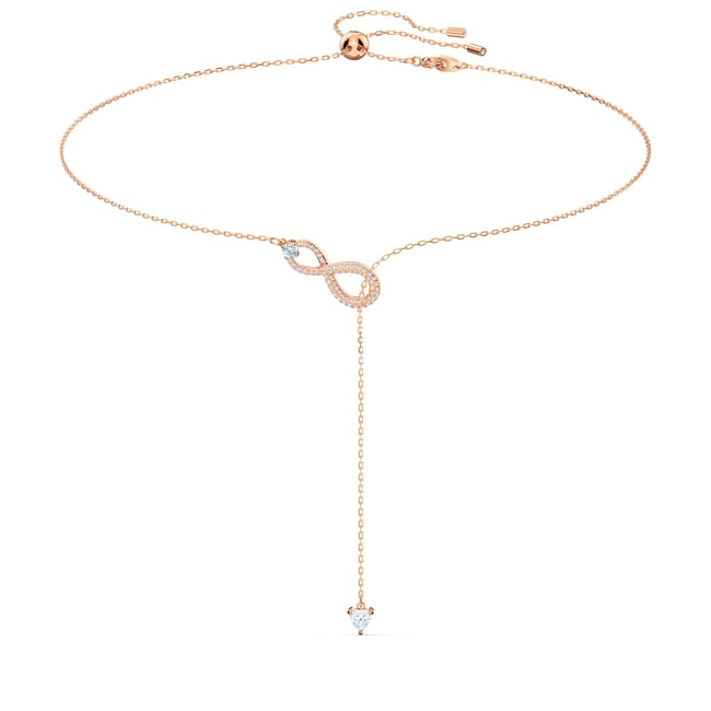 Swarovski Infinity Y-necklace, white, pink gold plated - 5521346