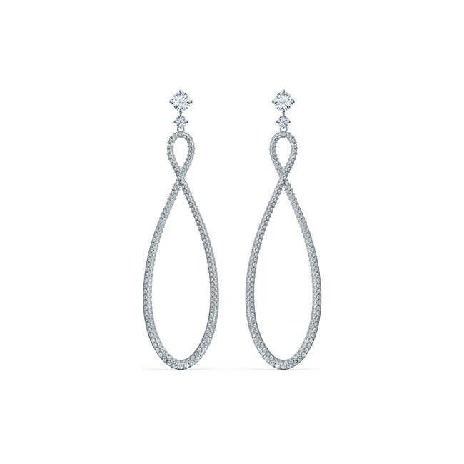 Swarovski Infinity earrings, white, rhodium plated - 5518878