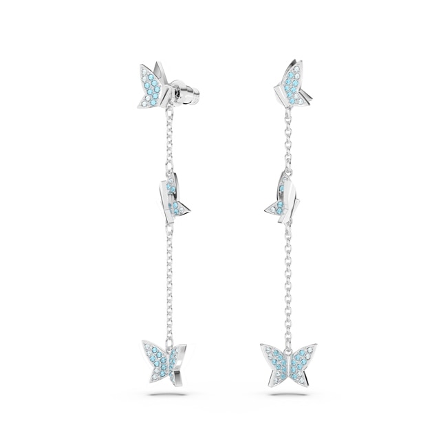 Swarovski Lilia Drop-earrings Butterfly, Blue, Rhodium plated - 5662182