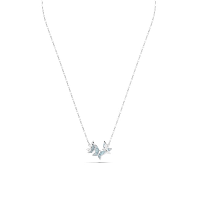 Swarovski Lilia necklace Butterfly, Blue, Rhodium plated - 5662181